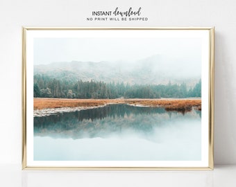 Foggy Forest Print: Horizontal Landscape Wall Art (Digital Download)