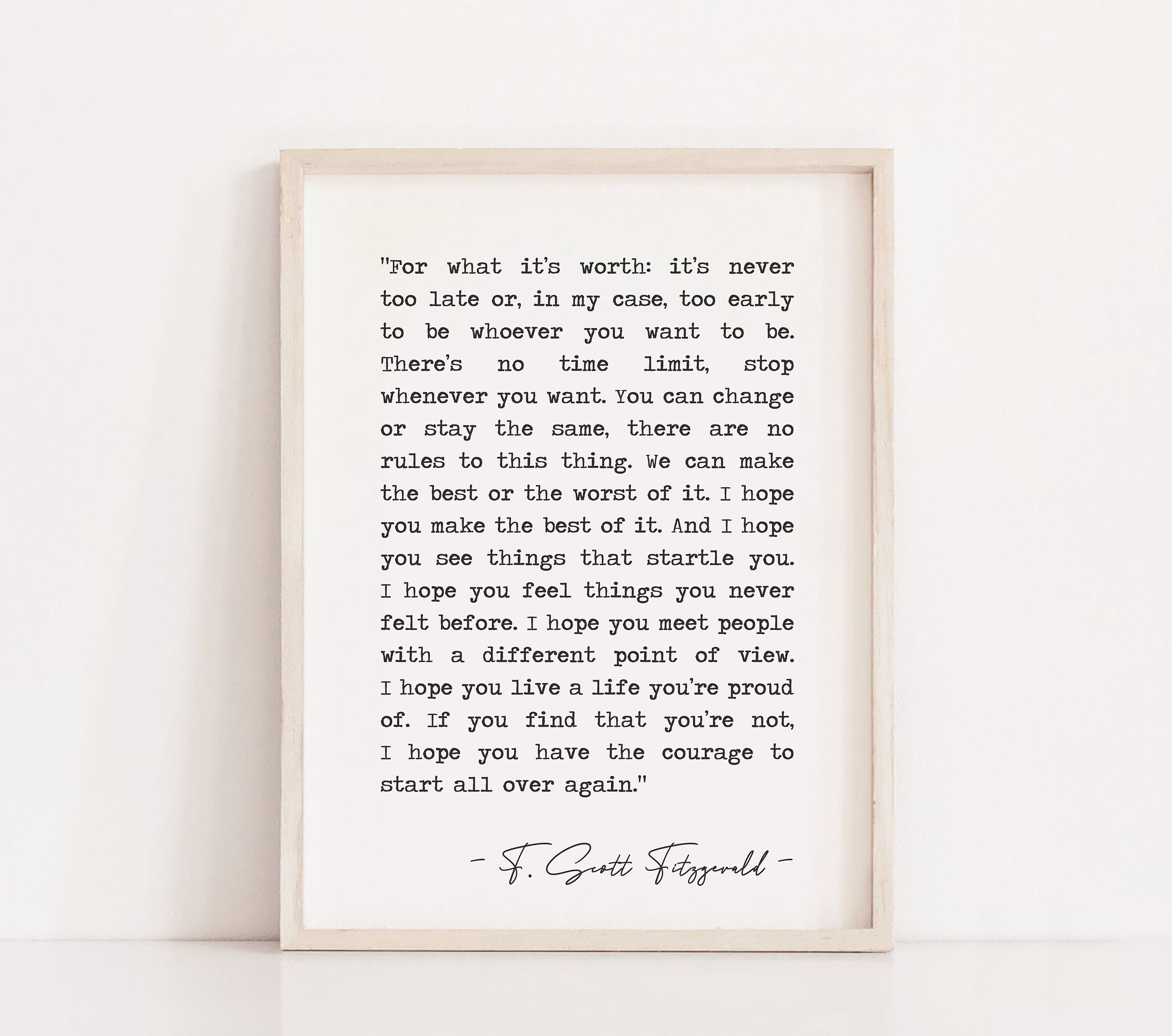 F Scott Fitzgerald for What It's Worth Quote Inspirational Etsy