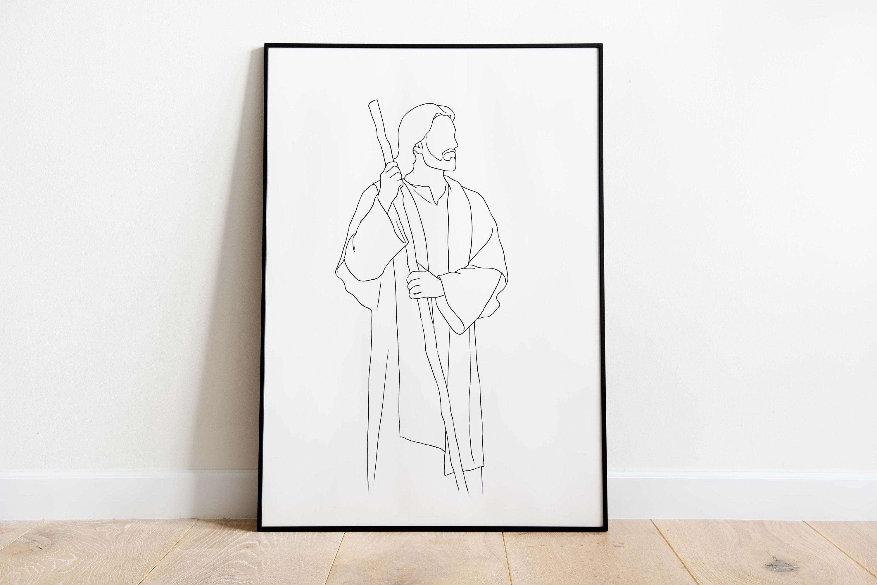 Jesus Line Art Print: Minimalist Christian Wall Decor (digital Download ...