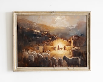 Krippe Öl Gemälde Druck: Weihnachts Wand Kunst (Digitaler Download)