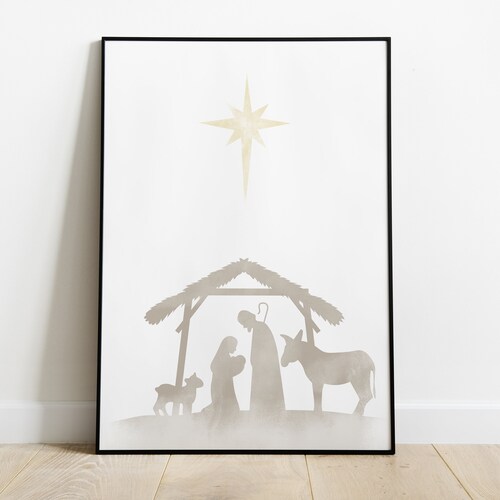 SET of 3 Nativity Scene Art Christmas Jesus Digital Download Etsy