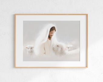 Jesus the Good Shepherd Print: Christian Pastoral Wall Art (Digital Download)