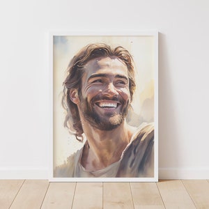 Laughing Christ Christ's Smile Jesus Portrait Jesus - Etsy