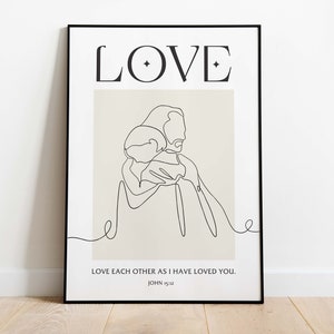 John 15:12, Christ&#39;s Embrace, Jesus Portrait, jesus painting, jesus print, jesus wall art, jesus picture, Minimalist Christian Art, Love