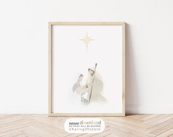 Art de la crèche, Noël Jésus en téléchargement numérique, Art de la Nativité de Noël, image du Christ, art mural de Noël, décoration de Noël