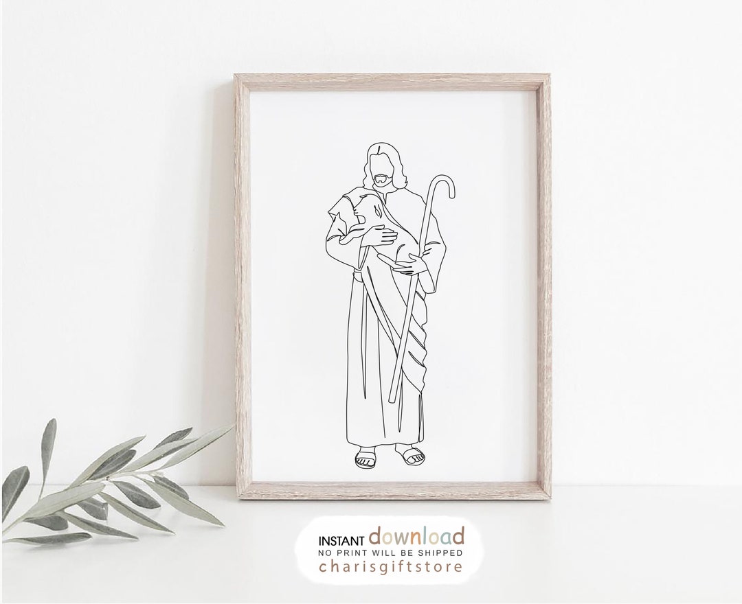 Jesus Portrait Line Art, LDS Wall Art, Printable, Baptism Gift, Jesus ...