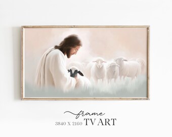 Jesus with Black Lamb Samsung Frame TV Art: Good Shepherd (Digital Download)