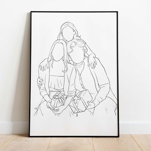Custom Line Art Portrait: Minimalist Family Illustration (PDF)
