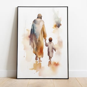 Jesus and Boy Watercolor Painting: Religious Art Print (Digital Download)