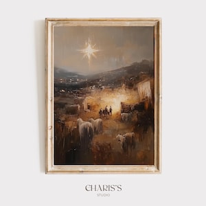 Nativity Scene Oil Painting Print: Christmas Wall Art (Digital Download)