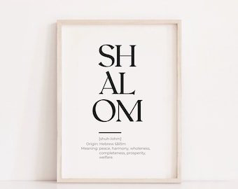 Shalom Print: Hebrew Home Decor (Digital Download)