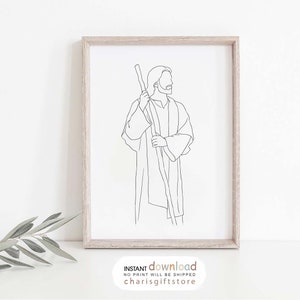 Jesus Line Art Print: Minimalist Christian Wall Decor (Digital Download)