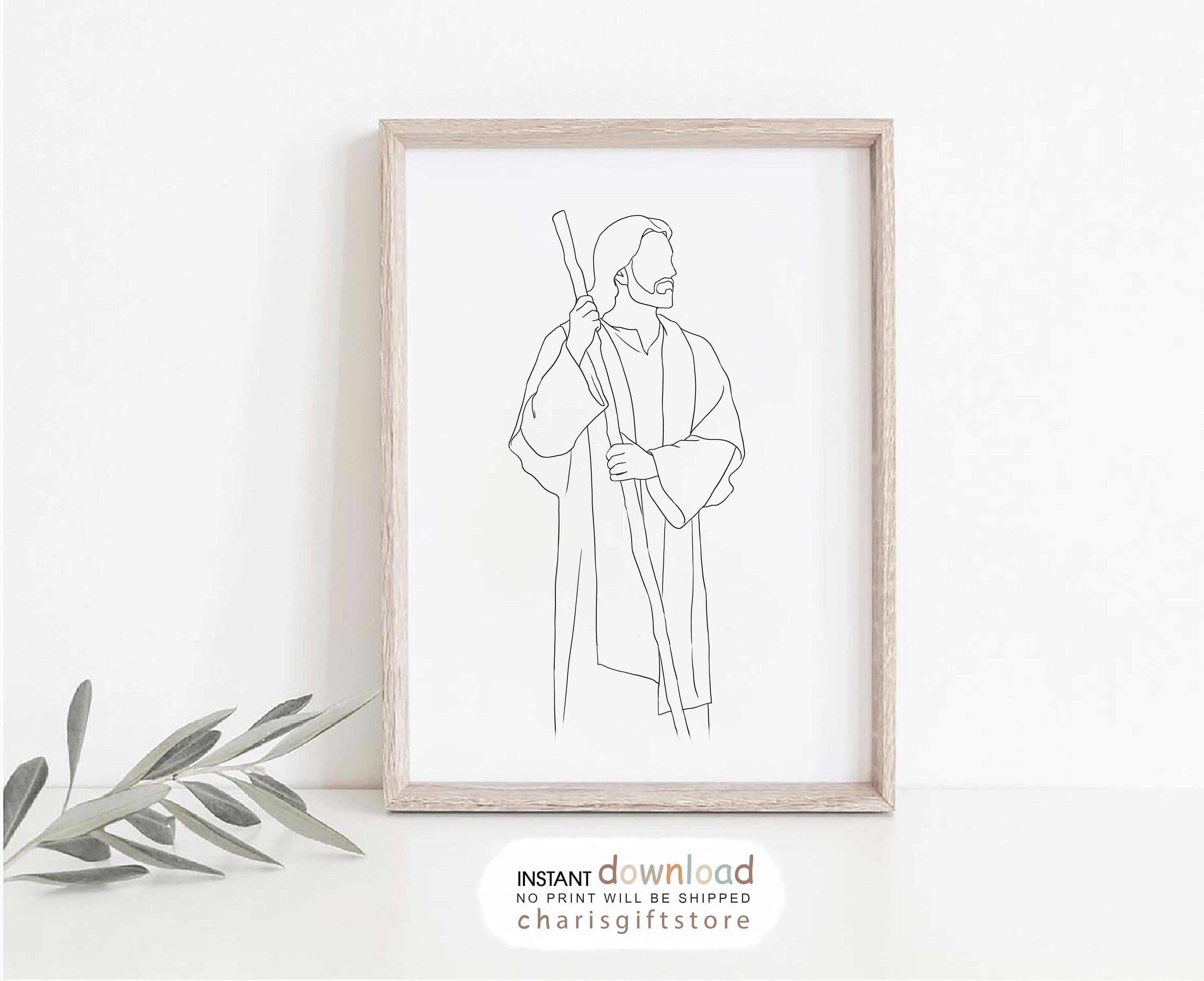 Jesus Line Art Print: Minimalist Christian Wall Decor (digital Download ...