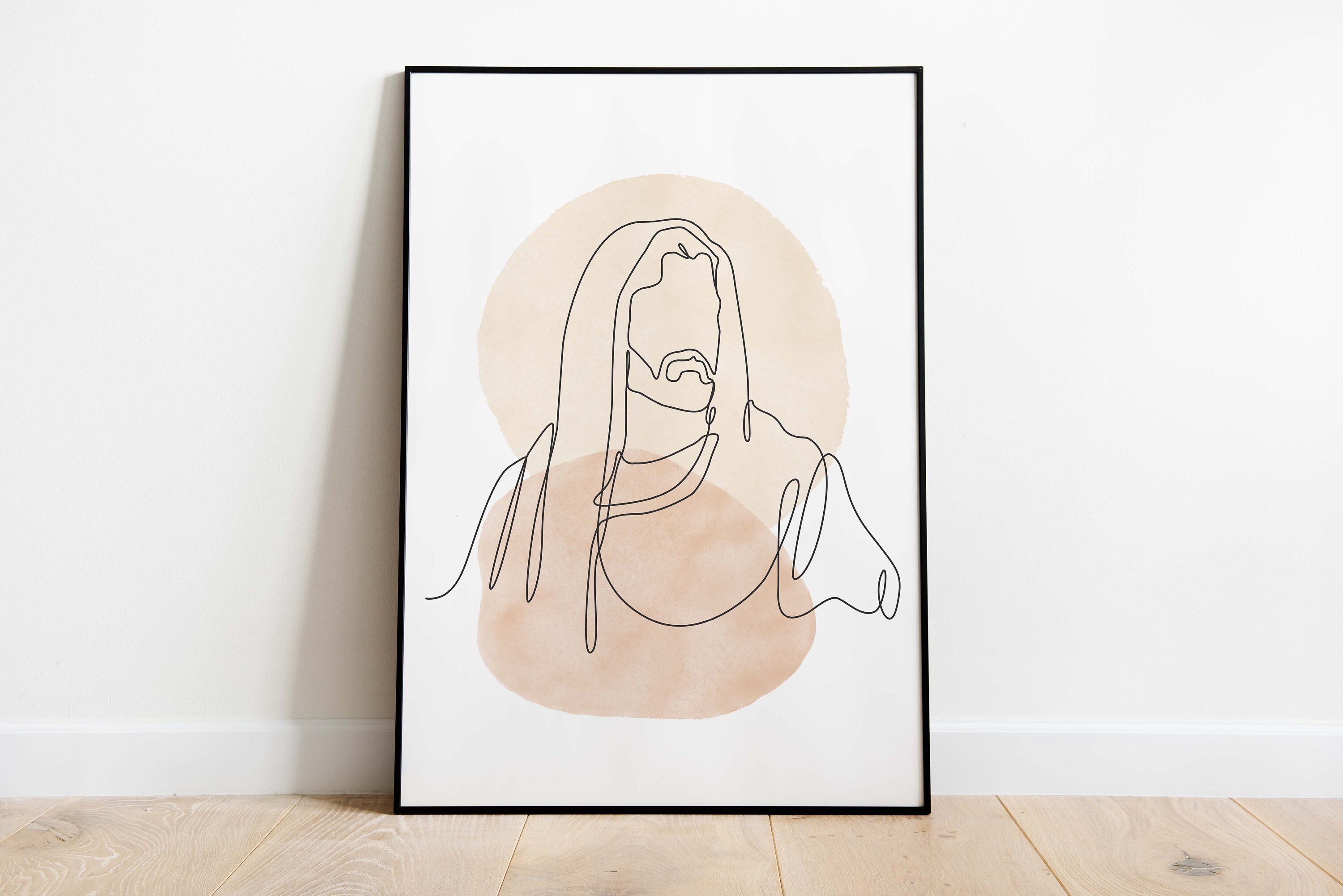 Jesus Portrait Line Art Print: Minimalist Christian Wall Art (digital ...