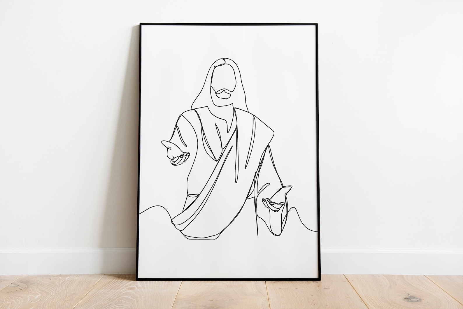 Jesus Line Art Print: Minimalist Christian Wall Art (digital Download ...