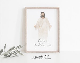 Christ&#39;s Embrace Watercolor Portrait: LDS Home Decor (Digital Download)