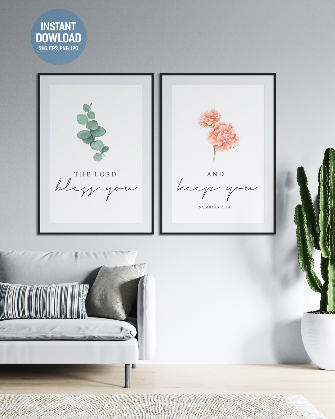 Bible Verse Wall Art Prints: Floral Christian Decor (digital Download ...
