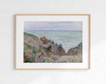 Monet Coastal Cliff Painting: Impressionist Ocean View (Digital Download)