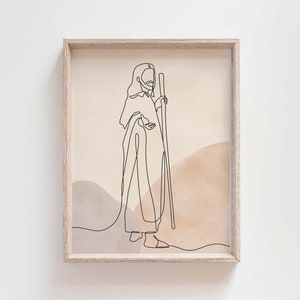 Jesus Portrait Line Art, Jesus Prints, Printable, Baptism Gift, Jesus print, Christian Wall Art, Jesus Christ , Jesus minimalist, Boho Art