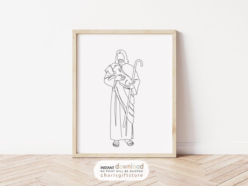 Jesus Portrait Line Art LDS Wall Art Printable Baptism - Etsy