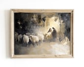 Nativity Scene Oil Painting: Christmas Wall Art (Instant Download)