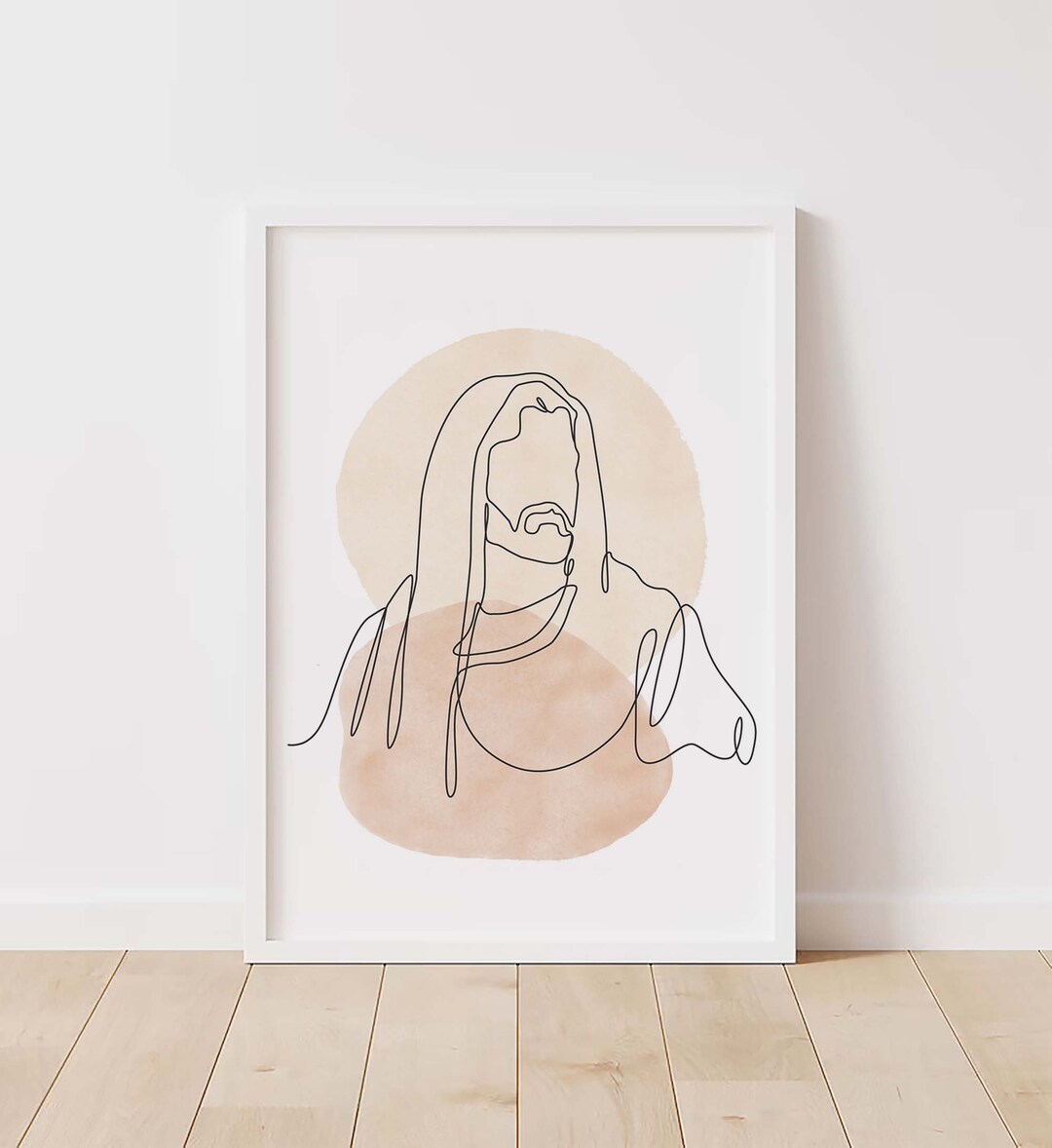 Jesus Portrait Line Art Print: Minimalist Christian Wall Art (digital ...