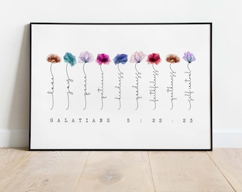 Galater 5:22-23, Frucht des Geistes druckbare Wandkunst, christliche Wandkunst, Bibelzitate, minimales Dekor
