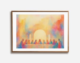 The Last Supper Watercolor Print: Pastel Christian Art (Digital Download)