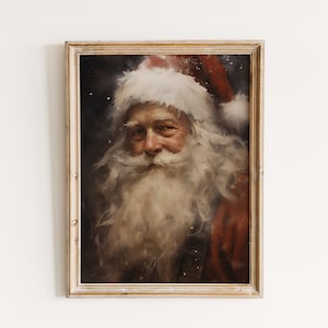 Vintage Santa Portrait: Rustic Christmas Wall Art (Digital Download)