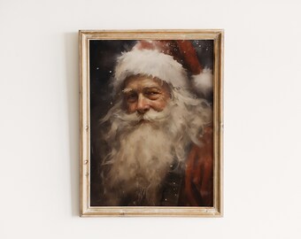 Vintage Santa Portrait: Rustic Christmas Wall Art (Digital Download)