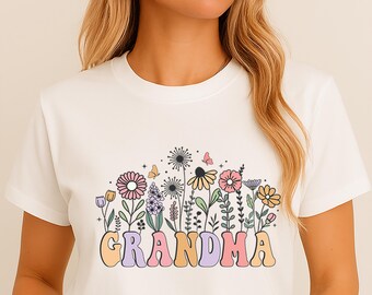 Grandma Floral PNG: Retro Flower Garden Design (Digital Download)