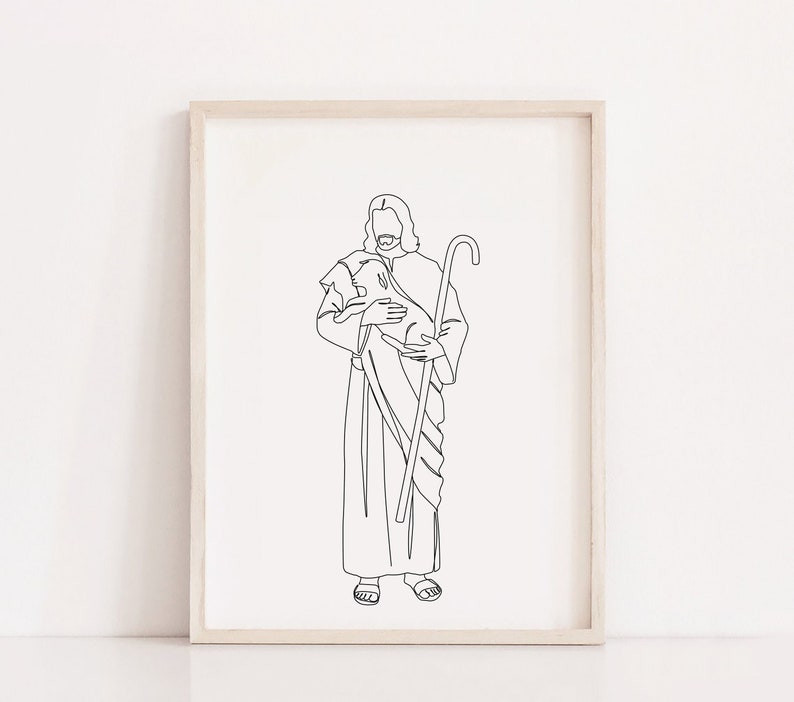 Jesus Portrait Line Art LDS Wall Art Printable Baptism - Etsy