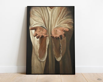Retrato de Jesús con la mano clavada: Arte mural cristiano de Pascua (descarga digital)