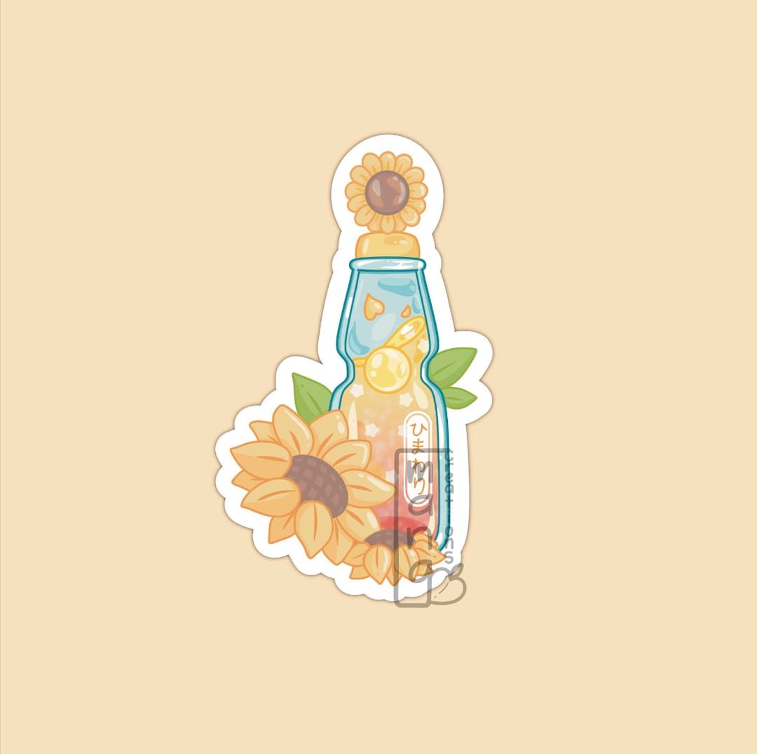 Sunflower Soda Drink Vinyl Sticker - Glossy Holographic Star - Etsy