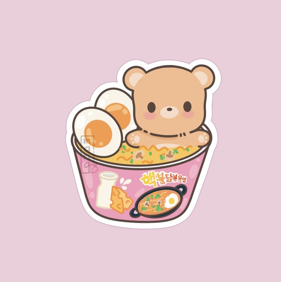 Bear Eating Cup Noodle | Vinyl Sticker Bear Eating Cup Noodle | Vinyl Sticker