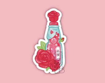 Rose Soda Drink Vinyl Sticker - Glossy Holographic Star