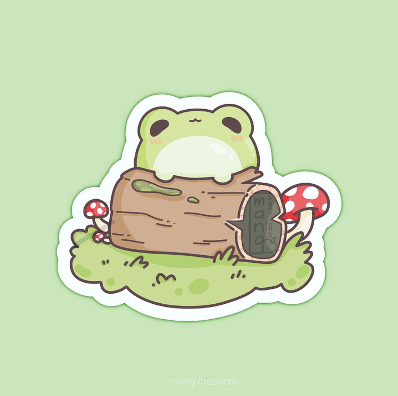 Froggy Mushroom Glossy Vinyl Sticker