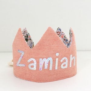personalised birthday crown, party crown, fabric crown, floral crown, reversible crown, reusable crown, washable crown, made in Australia