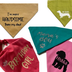 Personalised dog bandana, personalised cat bandana, pet scarf, tie up, slip on, make your own image 1