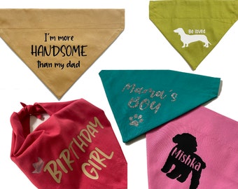 Personalised dog bandana, personalised cat bandana, pet scarf, tie up, slip on, make your own