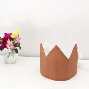 Personalised birthday crown, party crown, fabric crown, linen crown, reversible crown, reusable crown, washable crown, made in Australia