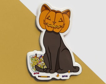Sticker Chat citrouille halloween