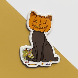 Sticker Chat citrouille halloween