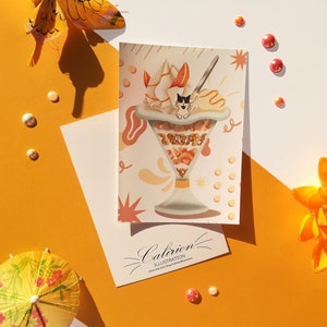 Carte postale Chat parfait orange | Carte postale | Illustration chat | Papeterie | Cadeau parfait pour les amoureux des chats