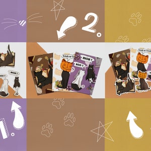 Pack Halloween Chat carte postale / stickers image 1