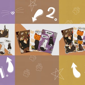 Pack Halloween Chat (carte postale / stickers)