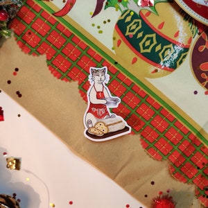 Sticker Chat pâtissier de noël Christstollen