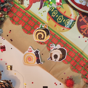 Stickers 3 Petits Chats de Noël gourmands