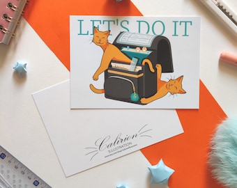 Postcard Cats "let's do it" | Postcard | Cat illustration | Stationery | Perfect gift for cat lovers