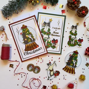 Pack Chat Noël  (Cartes de vœux, stickers)